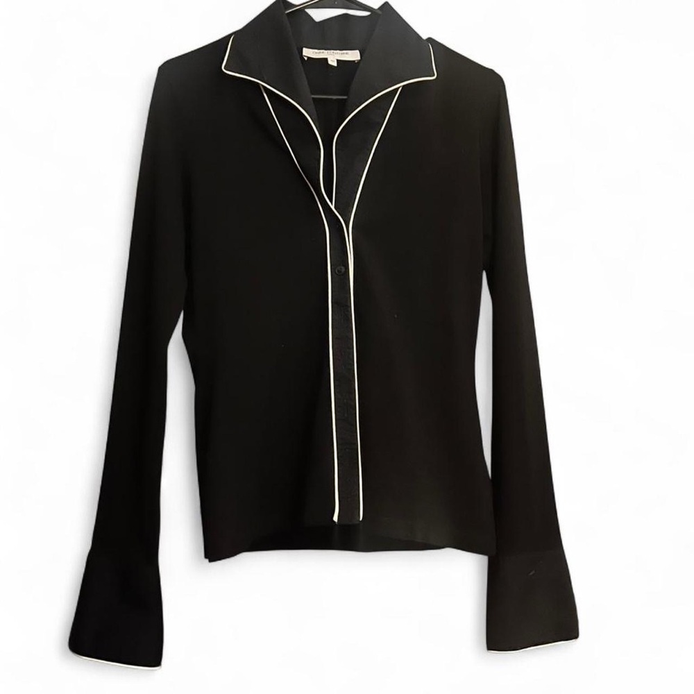 Anne Fountain Black Collared Long Sleeve with White Boarder.